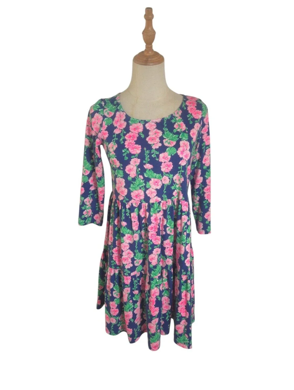 Lilly Pulitzer Geanna Swing Dress In  Oyster Bay Navy De Vine Floral Print